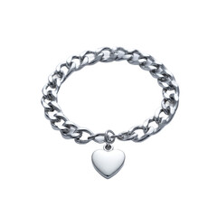 Obraz premium Silver chain bracelet with heart pendant isolated on transparent background