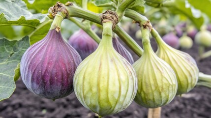 Fototapeta premium Fresh figs on a branch