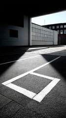 Obraz premium A chalk outline on the ground, shrouded in shadows, evoking a sense of mystery and the passage of time during a late evening.