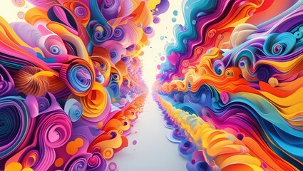 abstract banner filled with kaleidoscopic colors, swirling shapes, and bold patterns, evoking a sense of energy and creativity