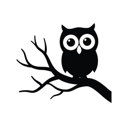 Fototapeta premium Silhouette of an owl perched on a tree branch
