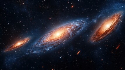 Fototapeta premium Cosmic spiral galaxies in the vastness of space.