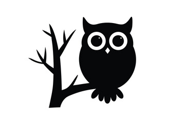 Fototapeta premium Silhouette of an owl perched on a tree branch