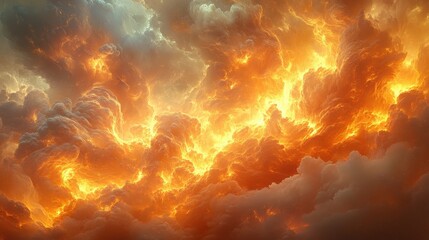 Fiery, turbulent cloudscape, an extraordinary celestial display.