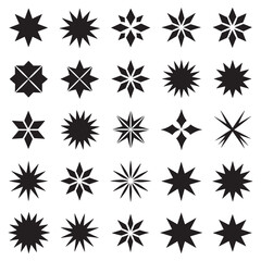 Star vector icons. Stars collection. Star icon. Stars in modern simple flat style. Black stars, vector illustration
