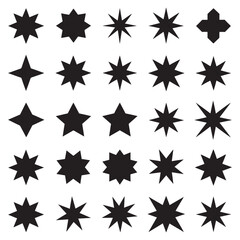 Star vector icons. Stars collection. Star icon. Stars in modern simple flat style. Black stars, vector illustration