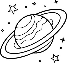 Saturn planet outline vector illustration outline