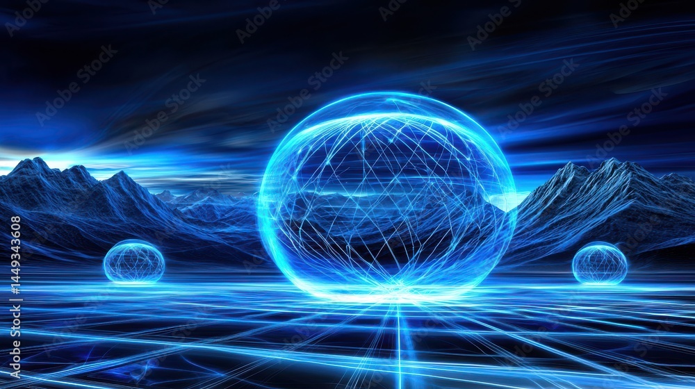 Poster exploring action-packed autonomous renewable resource fields gigapixel standard technology futuristi
