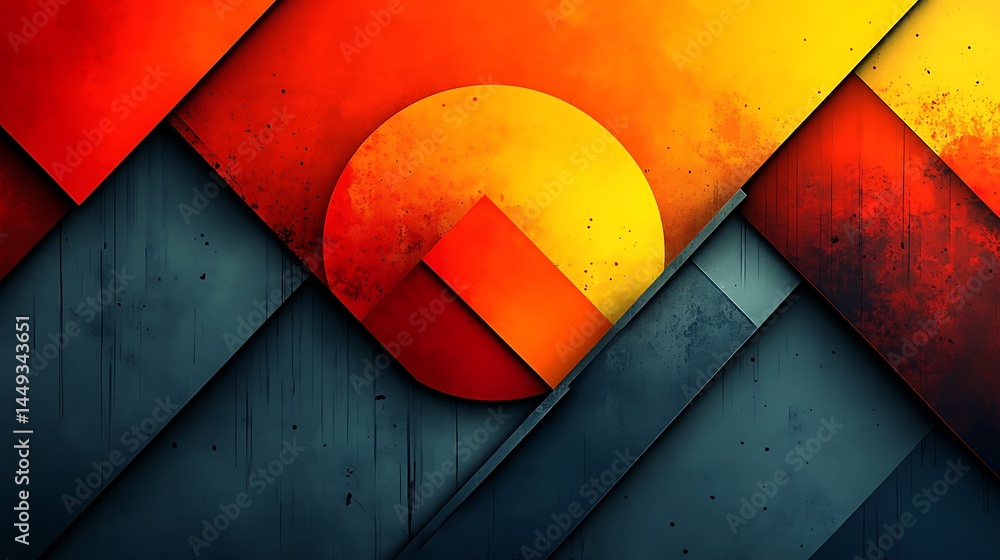 Aufkleber geometric shapes abstract color gradient design