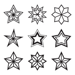 Fototapeta premium Star vector icons. Stars collection. Star icon. Stars in modern simple flat style. Black stars, vector illustration