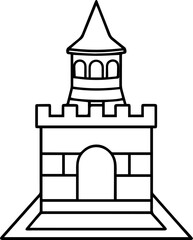 castle outline vector illustration outline