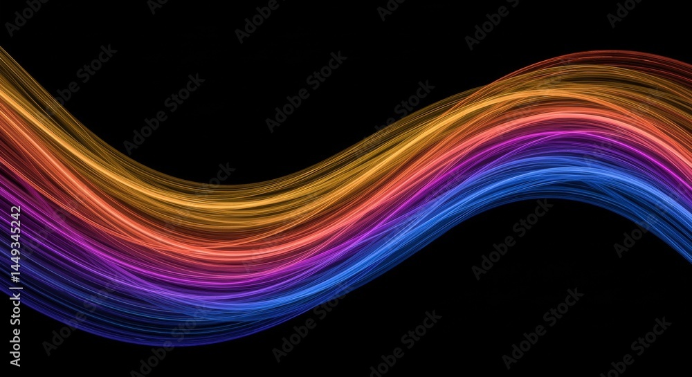 Poster vibrant wave pattern flowing lines - abstract art featuring smooth, vibrant wave patterns symbolizin