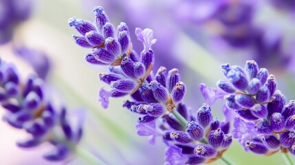 Delicate lavender blooms. Close-up view of vibrant purple lavender flowers