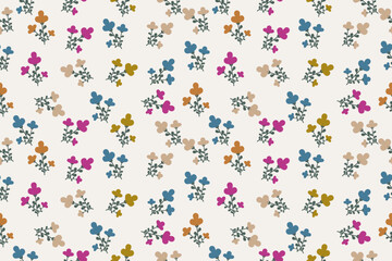 Floral seamless pattern ,flower branches seamless pattern , vector , illustration ,flowers pattern design Seamless flower pattern with colorful little flowers. Simple flat bright flowers background