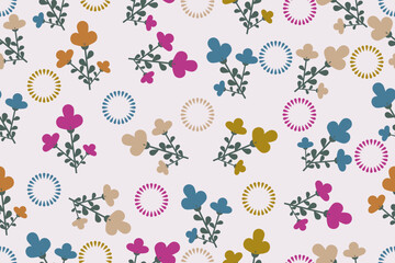 Floral seamless pattern ,flower branches seamless pattern , vector , illustration ,flowers pattern design Seamless flower pattern with colorful little flowers. Simple flat bright flowers background