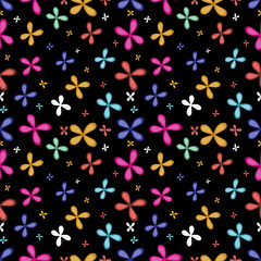 Floral seamless pattern ,flower branches seamless pattern , vector , illustration ,flowers pattern design Seamless flower pattern with colorful little flowers. Simple flat bright flowers background