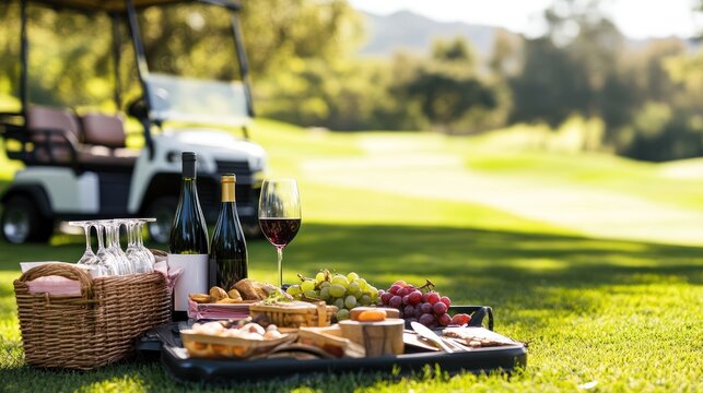 Luxurious picnic on a golf course