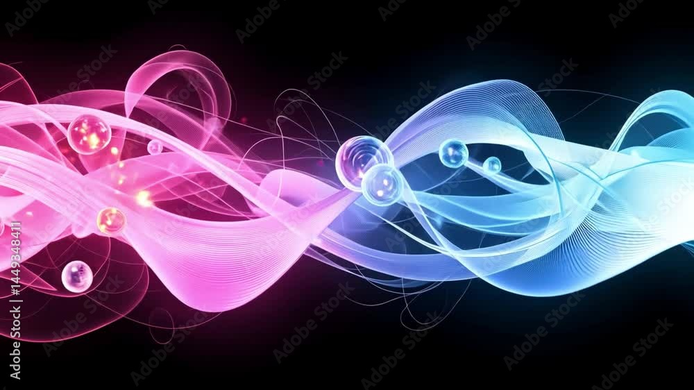 Poster abstract waves of light: a captivating composition of flowing, luminescent waves in a vibrant displa