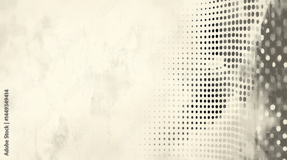 Poster abstract sepia-toned background with textured elements and halftone dots
