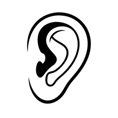 ear silhouette on transparent background for web and graphic design