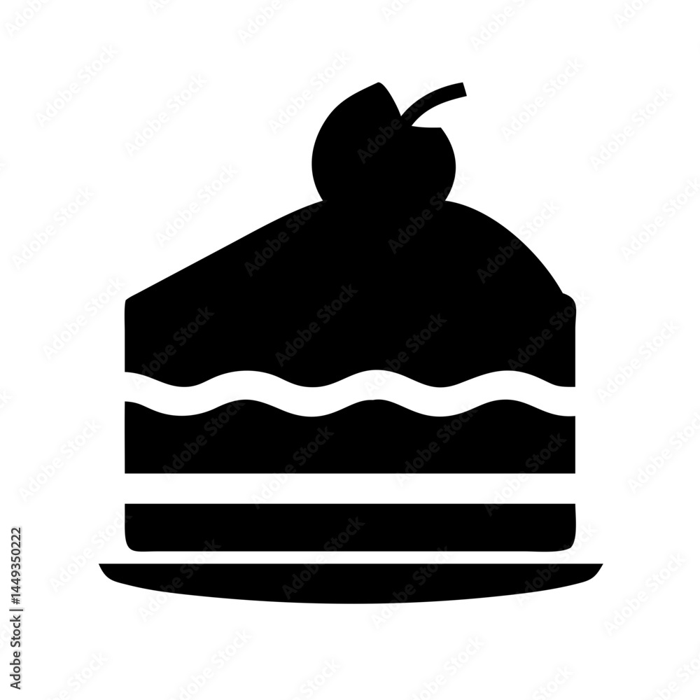 Poster fruit topped layer cake silhouette on transparent background for web and graphic design