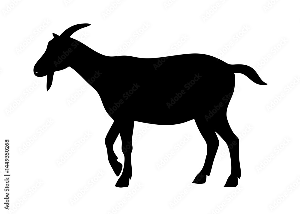 Poster goat silhouette on transparent background for web and graphic design