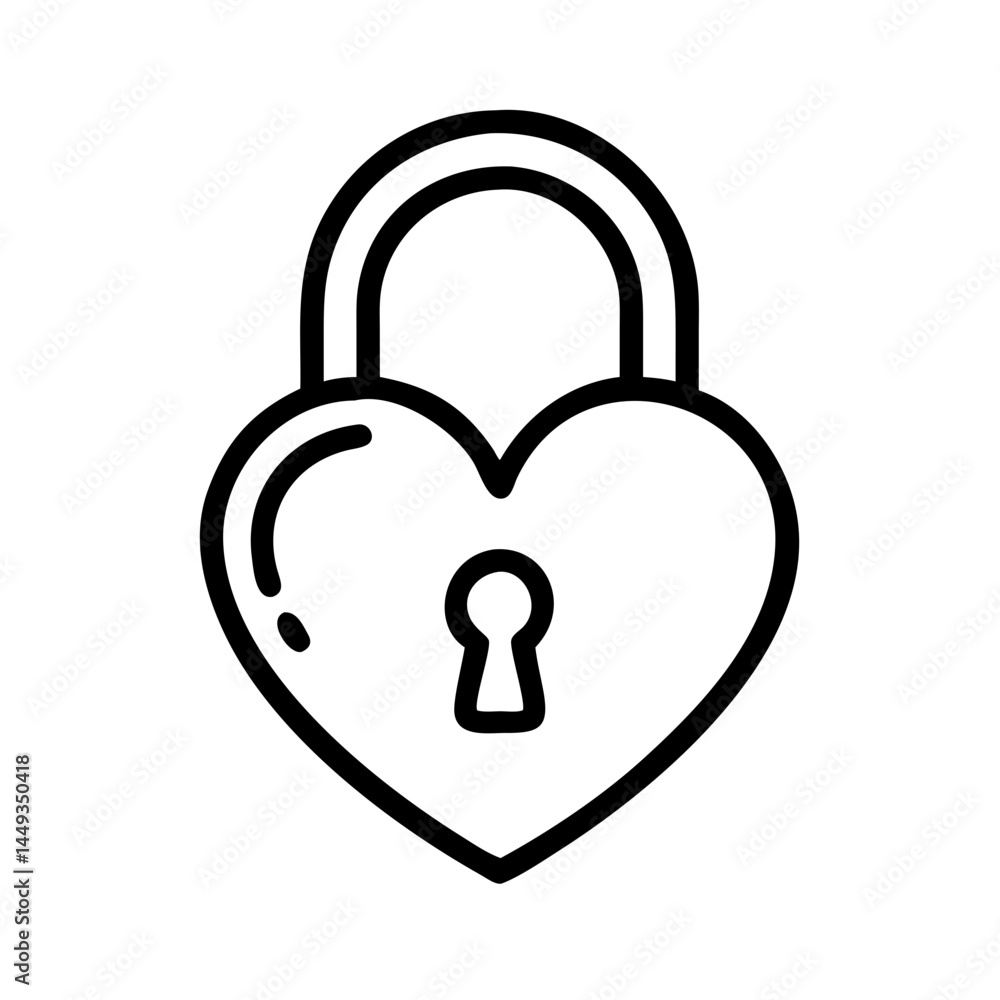 Poster heart padlock on transparent background for web and graphic design