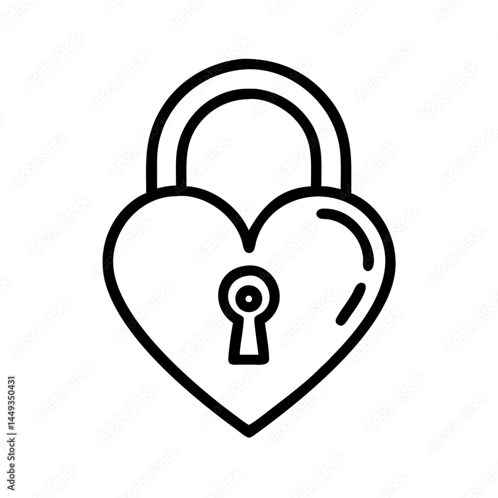 Poster heart padlock on transparent background for web and graphic design