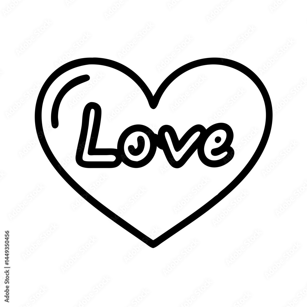 Poster heart with love text candy style on transparent background for web and graphic design