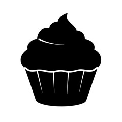 iced cupcake possibly filled silhouette on transparent background for web and graphic design
