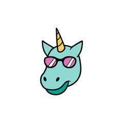 unicorn head with a smirk and stylish sunglasses