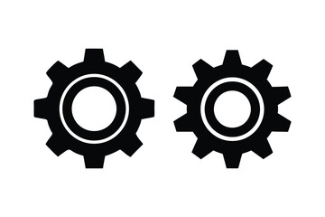 Settings gear icon silhouette vector on a white background