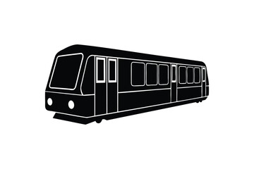 Underground subway train coming silhouette vector on a white background
