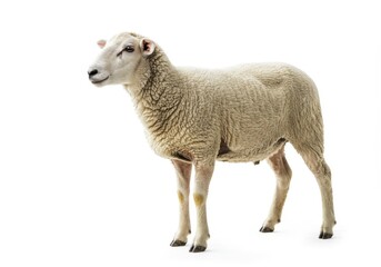 Adorable Fluffy Sheep Isolated White Background Farm Animal Photography Wool pet cute lamb soft