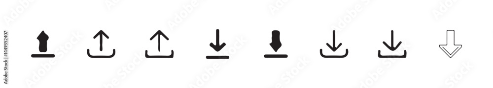 Poster download and upload icon. files download and upload icons symbol in line and flat style on white bac