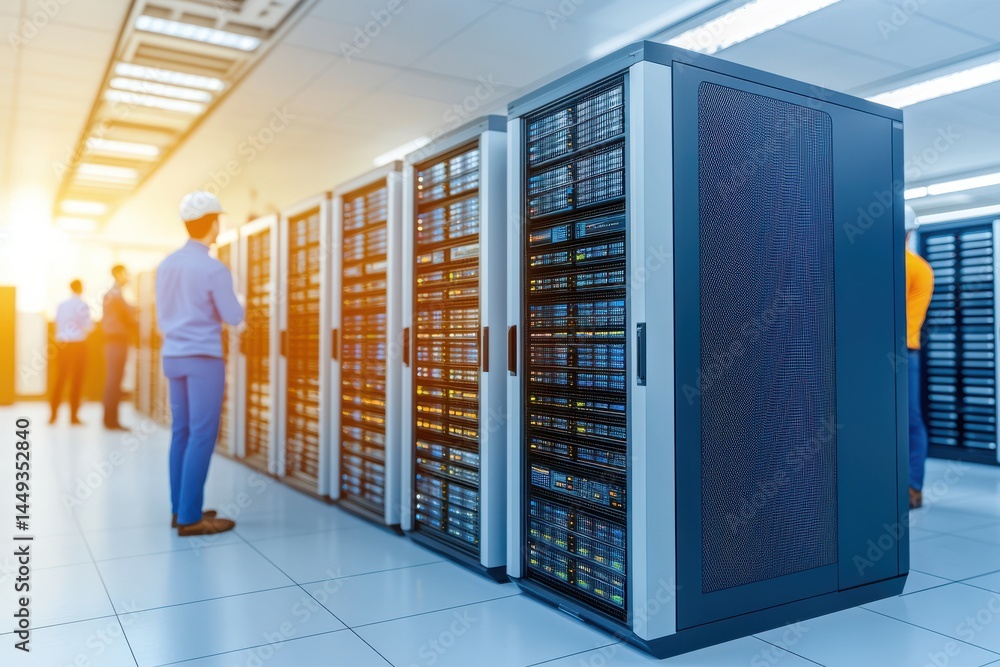 Poster futuristic ai-driven storage prediction hub data center digital infrastructure modern technology low