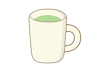 Tall Mug with Green Tea Illustration