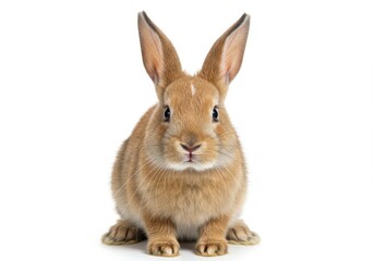 Obraz premium Adorable Brown Bunny Rabbit Fluffy Fur Small Pet Animal Cute long ears soft baby hare white sweet