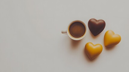 Obraz premium Coffee Break with Chocolate Hearts Sweet Treat