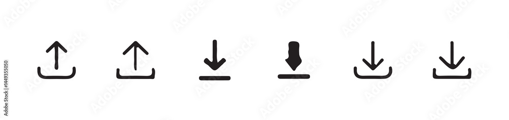 Poster download and upload icon. files download and upload icons symbol in line and flat style on white bac
