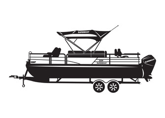 Pontoon Boat vector, Pontoon Boat clipart, Pontoon Boat silhouette © Vividshop Store