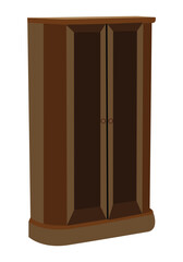 Classic Wooden Corner Cabinet with Double Doors, Traditional Storage Cupboard for Living Room or Bedroom, Elegant Furniture Isolated on White Background Illustration

