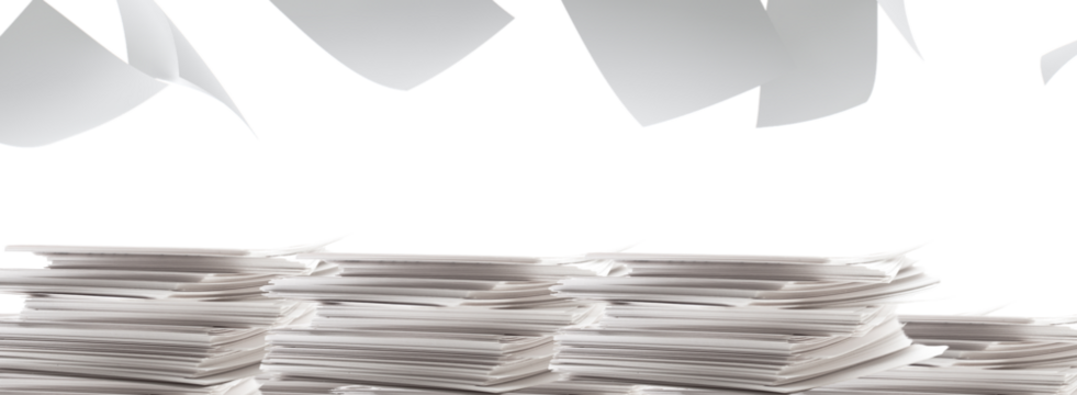 Fresh GreenFlying Paper Sheets and Document Stack Background Plant Leaves Border Template