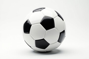 Fototapeta premium New, pristine white football, isolated white backdrop, shiny, sport, shot