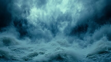Fototapeta premium Stormy ocean waves crashing against dark clouds