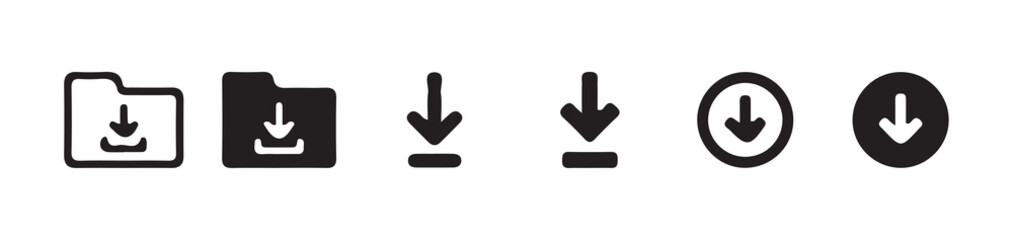 download folder icon, file document import icon sign with arrow down.Downloading file icon set on black and white design. vector illustration eps 10.