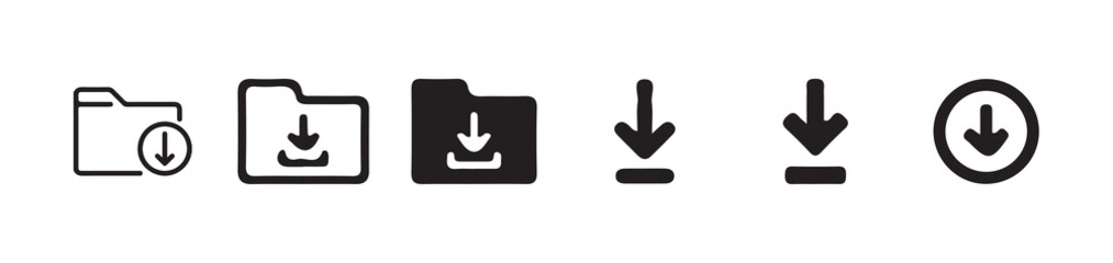 download folder icon, file document import icon sign with arrow down.Downloading file icon set on black and white design. vector illustration eps 10.
