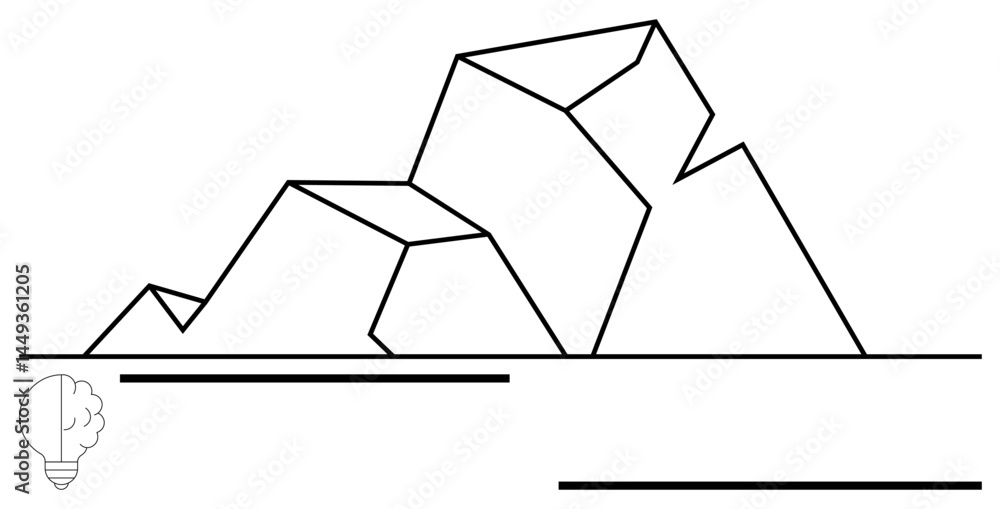 Aufkleber abstract geometric mountain peaks with clean angular lines. small lightbulb with brain inset suggest