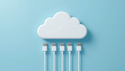 "Cloud Computing Architecture Concept with USB Cable Connectivity and Data Synchronization"

