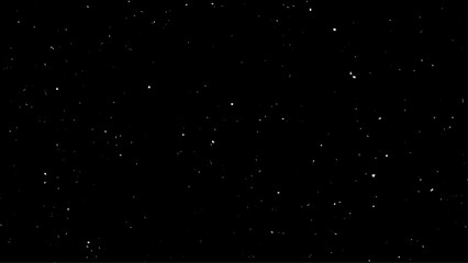 Chaotic white bokeh on a black background, light spots texture, abstraction, falling snow, starry sky, bright glare of light texture.